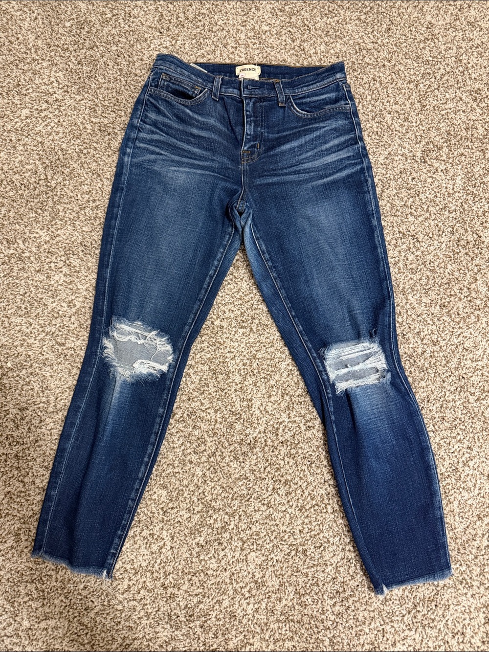 L'AGENCE Dark Blue Distressed Skinny Jeans